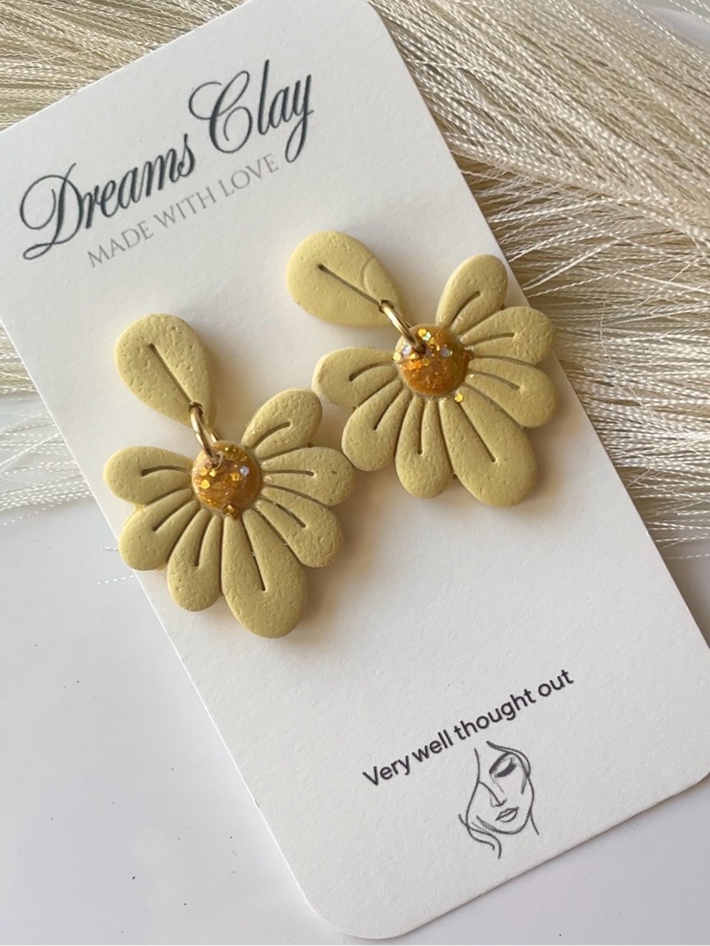 Dreams Clay Yellow Flower Drop Earrings